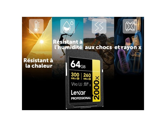 Lexar SDXC 64Go 2000x Professionnal Class 10 UHSII