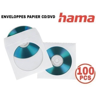 HAMA BTE 100 ENVELOPPES PAPIER BLANCHES CD DVD