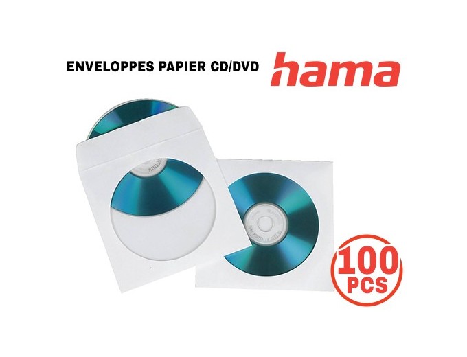 HAMA BTE 100 ENVELOPPES PAPIER BLANCHES CD DVD