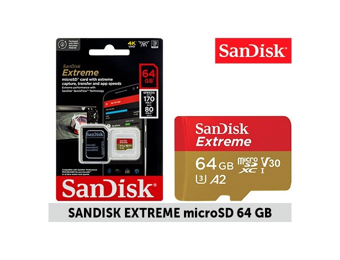 SANDISK Micro SD Extreme 64Go cl 10 avec adapt