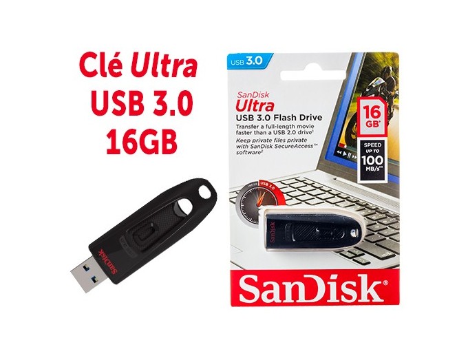SanDisk Cle Memoire 16 Go  ULTRA USB 30   100MB