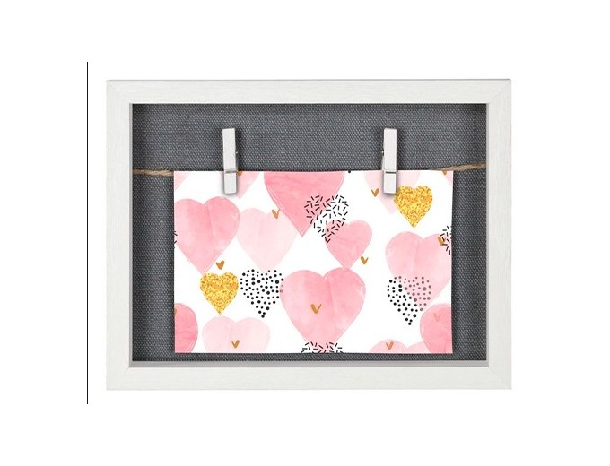 CADRE MURO BLANC AVEC CORDE ET PINCES 165 X 215