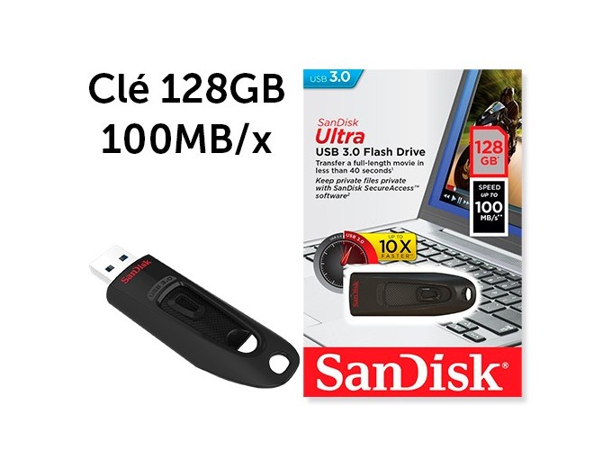 SanDisk Cle Memoire 128 Go  ULTRA USB 30   100MB