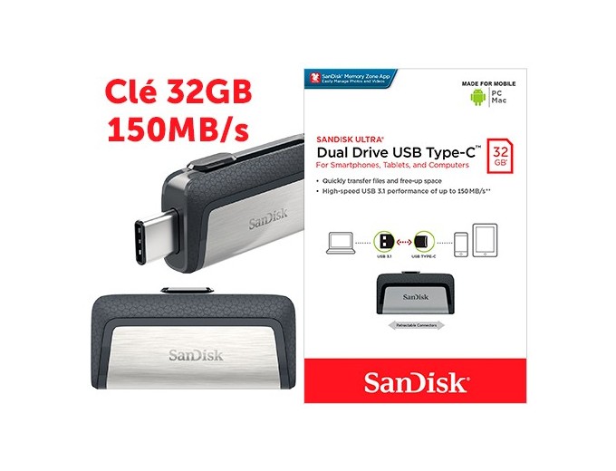 SanDisk Cle ULTRA DUAL 32 Go USB - USB type C 31