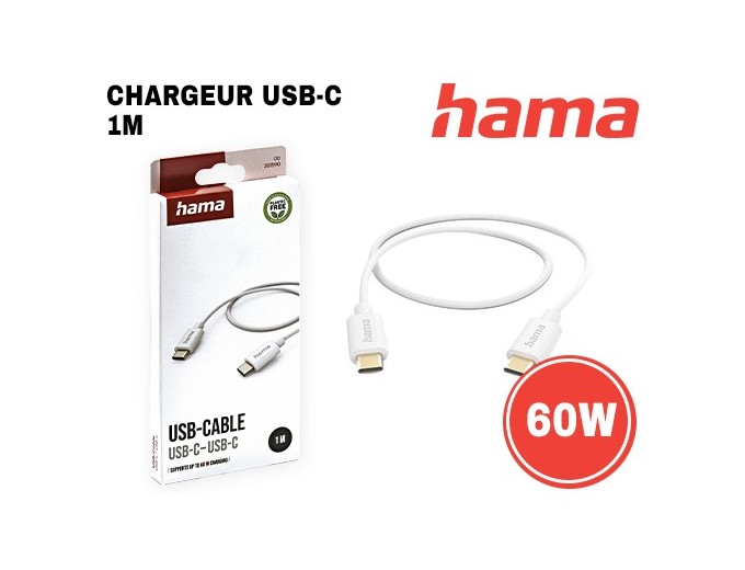 CABLE FAST USBC USBC 60W 480 MBit s 1M BLANC