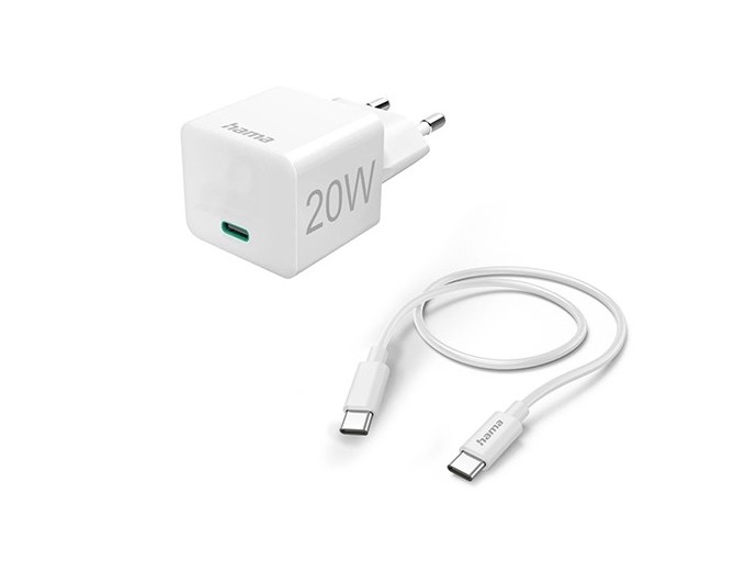 CHARGEUR SECTEUR FAST 20W   CABLE USBC 1M BLANC