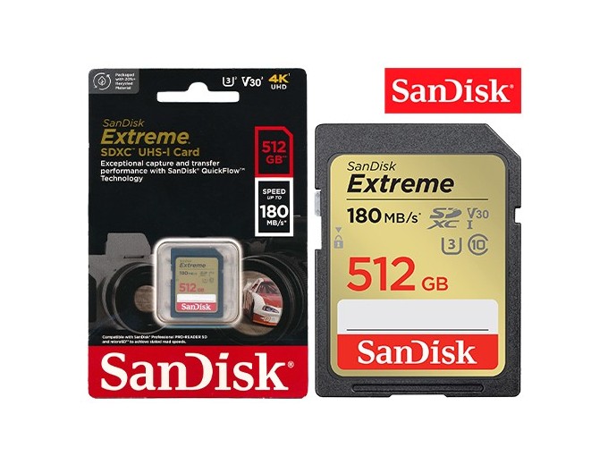 SanDisk SDXC Extreme 512Go (180 130 MB s) V30