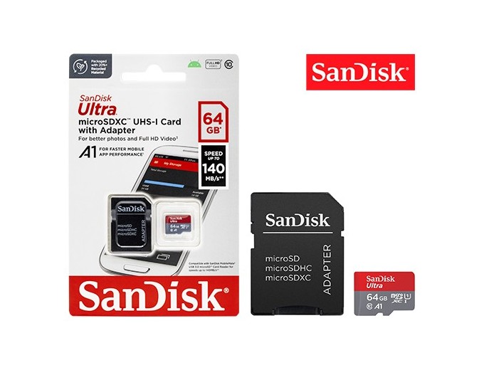 SANDISK Micro SD Ultra 64Go classe 10 avec adapt