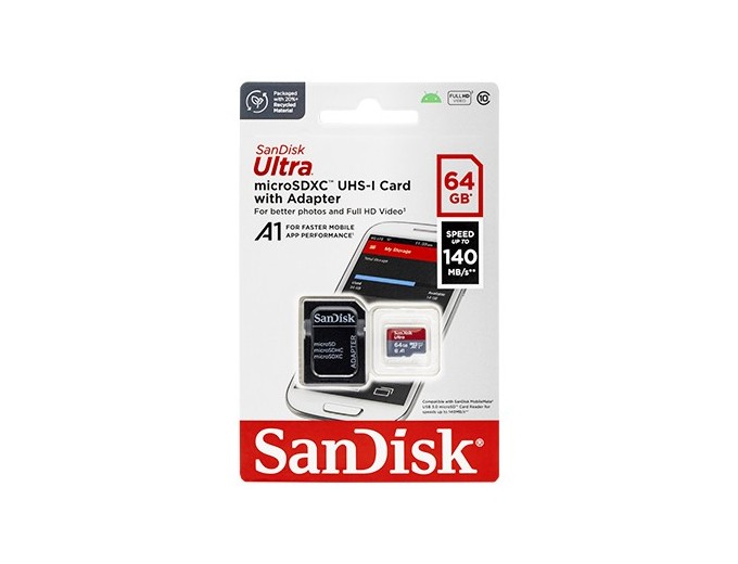 SANDISK Micro SD Ultra 64Go classe 10 avec adapt