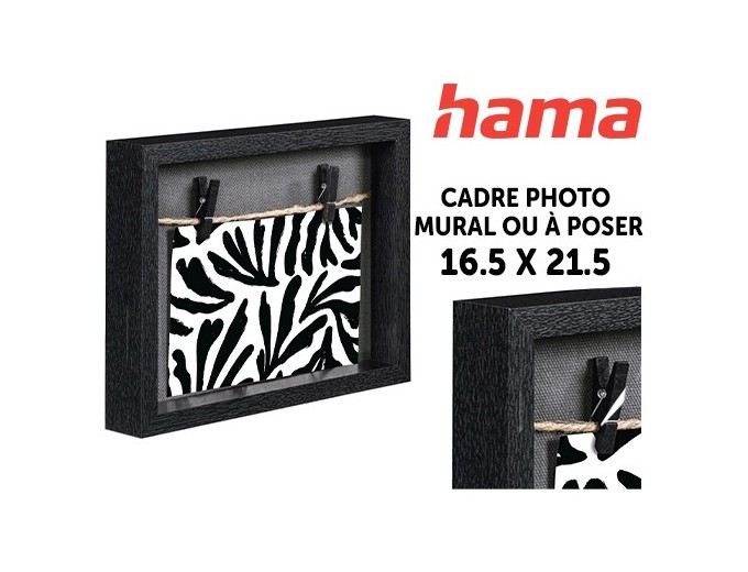 CADRE MURO NOIR AVEC CORDE ET PINCES 165 X 215