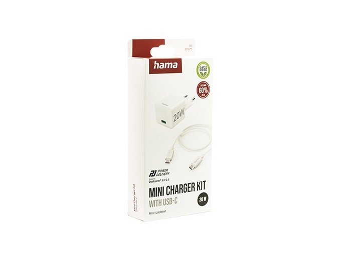 CHARGEUR SECTEUR FAST 20W   CABLE USBC 1M BLANC