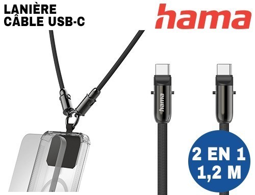 CABLE USB-C ET LANIERE POUR PORTABLE 1,2m de long