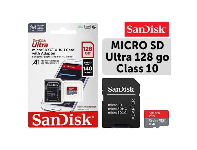 SANDISK Micro SD Ultra  128Go classe 10 avec adap