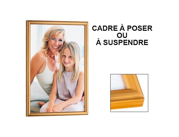 AED cadre bois jonc feuille d'or