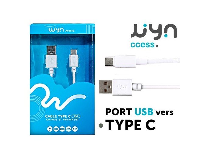 CABLE TYPE-C STANDARD BLANC 2M    24A (1)