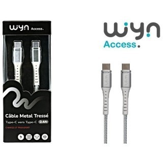 CABLE TYPE C VERS TYPE C METAL TRESSE SILVER (1)