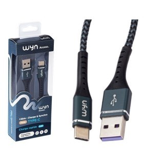 CABLE USB-C METAL TRESSE NOIR 24A    (1)