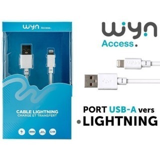 CABLE DATA IPHONE 5 6 7 BLANC  2M   24A  (1)
