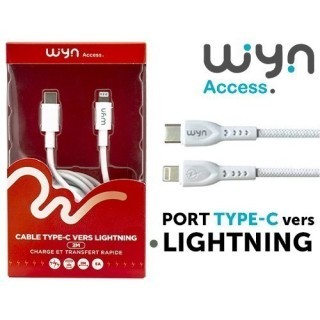CABLE TYPE C VERS LIGHTNING RAPIDE 2M   5A (1)