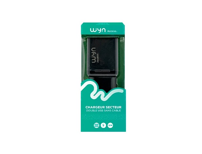 CHARGEUR SECTEUR WYN DOUBLE USB  24A  SANS CABLE