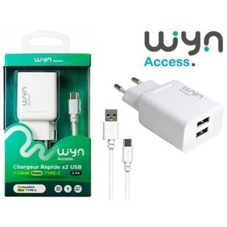 PACK CHARGEUR 2 USB   CABLE USB-C  24A