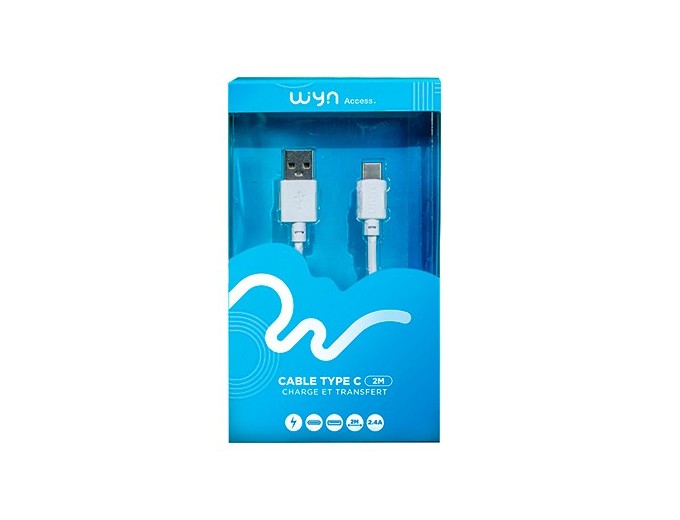 CABLE TYPE-C STANDARD BLANC 2M    24A (1)