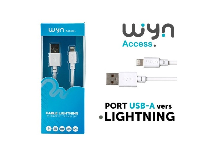 CABLE DATA IPHONE 5 6 7 BLANC 12M      24A   (1)