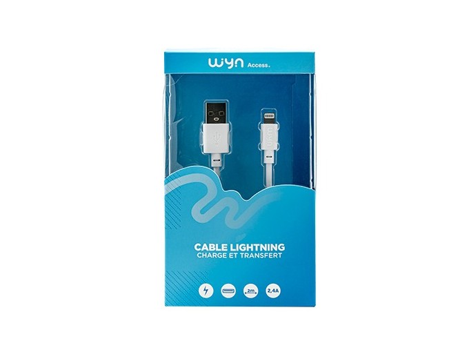 CABLE DATA IPHONE 5 6 7 BLANC  2M   24A  (1)