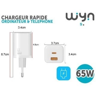 CHARGEUR RAPIDE 65W ORDINATEUR ET TELEPHONE(1)