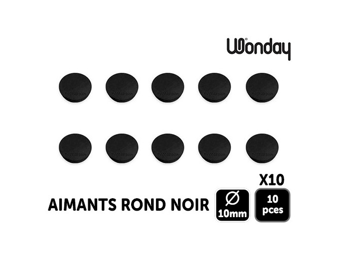 LOT 10 AIMANTS DIAM 10 MM NOIR (10)