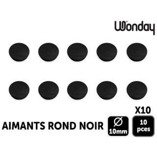 LOT 10 AIMANTS DIAM 10 MM NOIR (10)