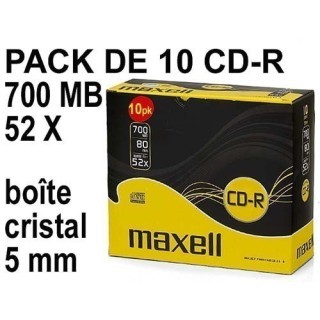 MAXELL CD-R DATA 80XL 52x 700MB BOITIER 5mm (10)