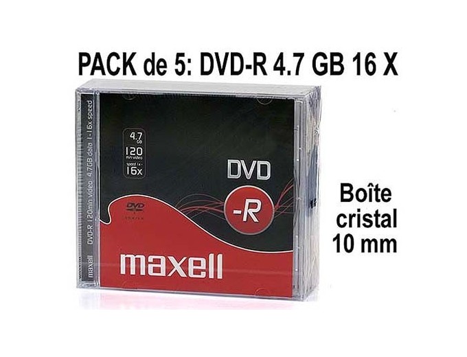 MAXELL DVD-R47 GENERAL BTE CRIST 10MM (5)