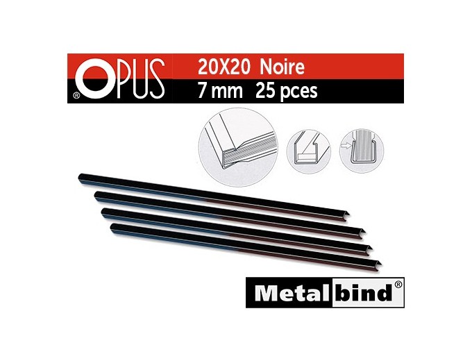 Baguette noire  20x20  7MM 25pces