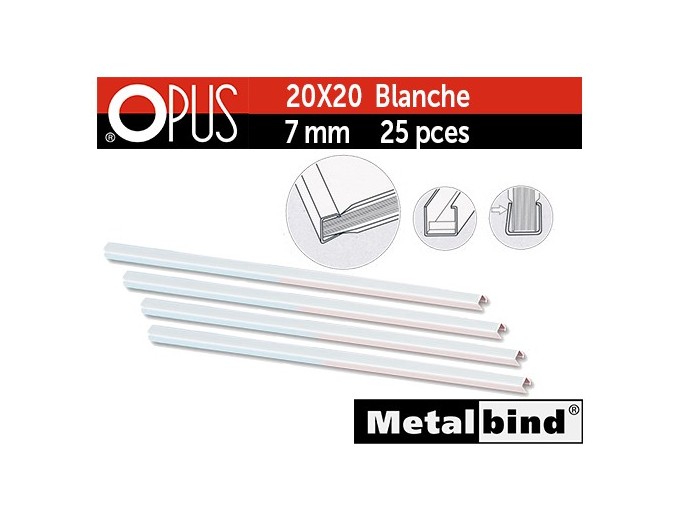 Baguette blanche  20x20  7MM 25pces