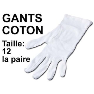KAISER 1 PAIRE  DE GANTS - COTON BLANC  TAILLE 12