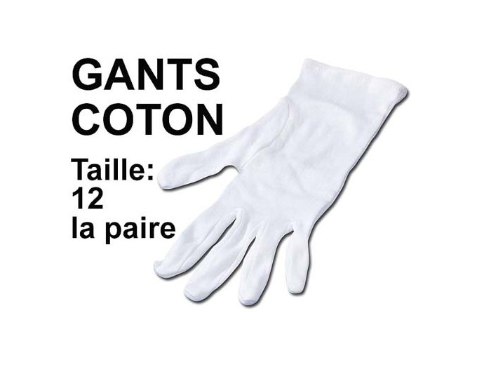KAISER 1 PAIRE  DE GANTS - COTON BLANC  TAILLE 12