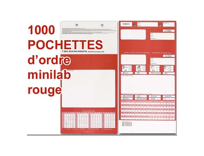 1000 POCHETTE D'ORDRE MINILAB ROUGE
