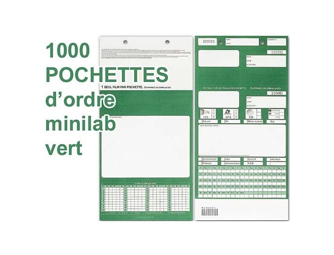 1000 POCHETTE D'ORDRE MINILAB VERT