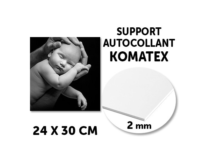 SUPPORT AUTOCOLPVC KOMATEX EPAISSEUR 2mm, 24x30cm