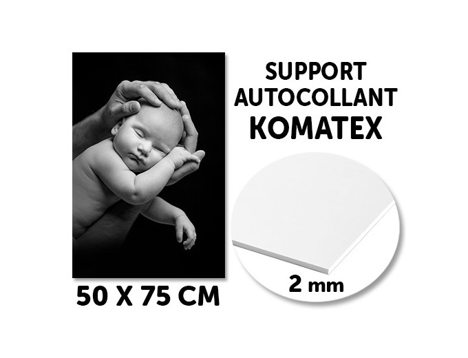 SUPPORT AUTOCOLPVC KOMATEX EPAISSEUR 2mm, 50x75cm