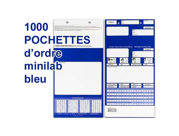 1000 POCHETTE D'ORDRE MINILAB BLEU