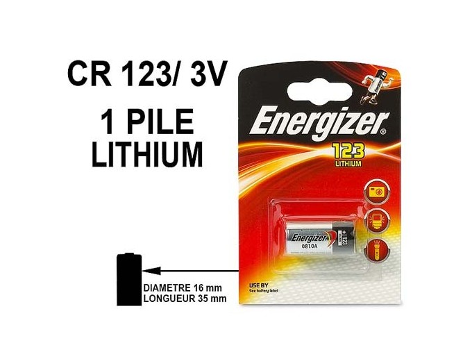 ENERGIZER   PILE CR123A LITHIUM 3V (6)