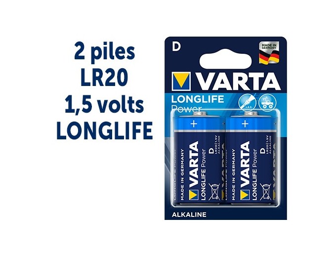 PILE VARTA  2 LR20  Longlife Power