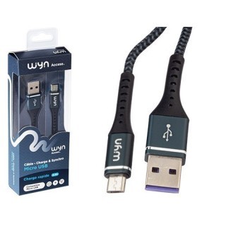 ** CABLE MICRO USB TRESSE NOIR 1M    24A     (1)