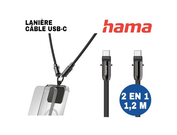 CABLE USB-C ET LANIERE POUR PORTABLE 1,2m de long