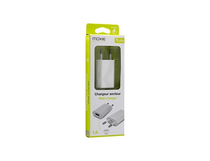 CHARGEUR SECTEUR BLANC  AVEC ENTREE USB    1A (1)