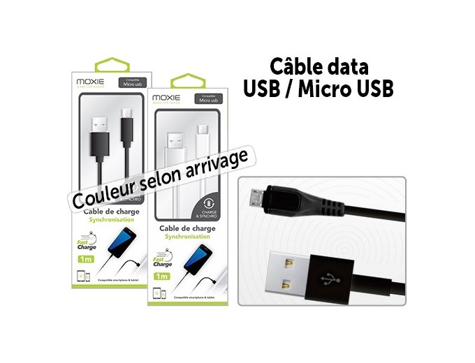CABLE DATA USB - MICRO USB 1M COUL SELON ARRIVAGE