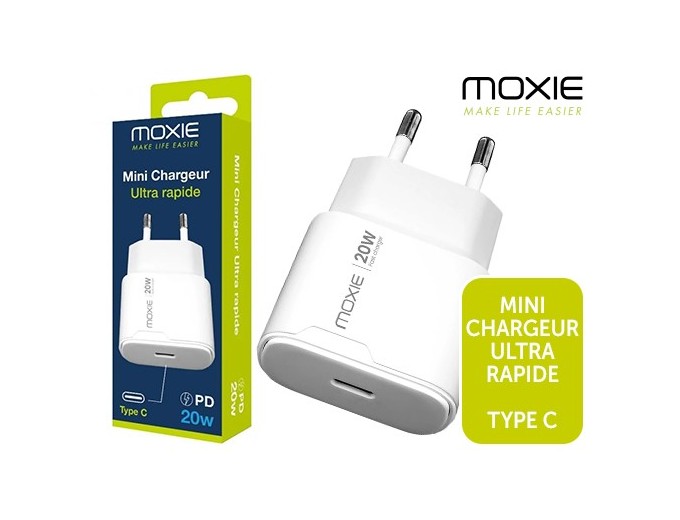 CHARGEUR SECTEUR RAPIDE MOXIE 20W TYPE C (1)