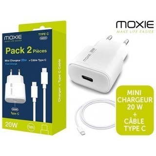 CHARGEUR SECTEUR MOXIE 20W TYPE C   CABLE 1M (1)